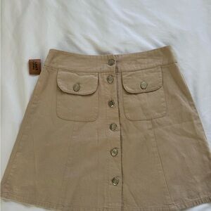 Tan Button-Front Skirt